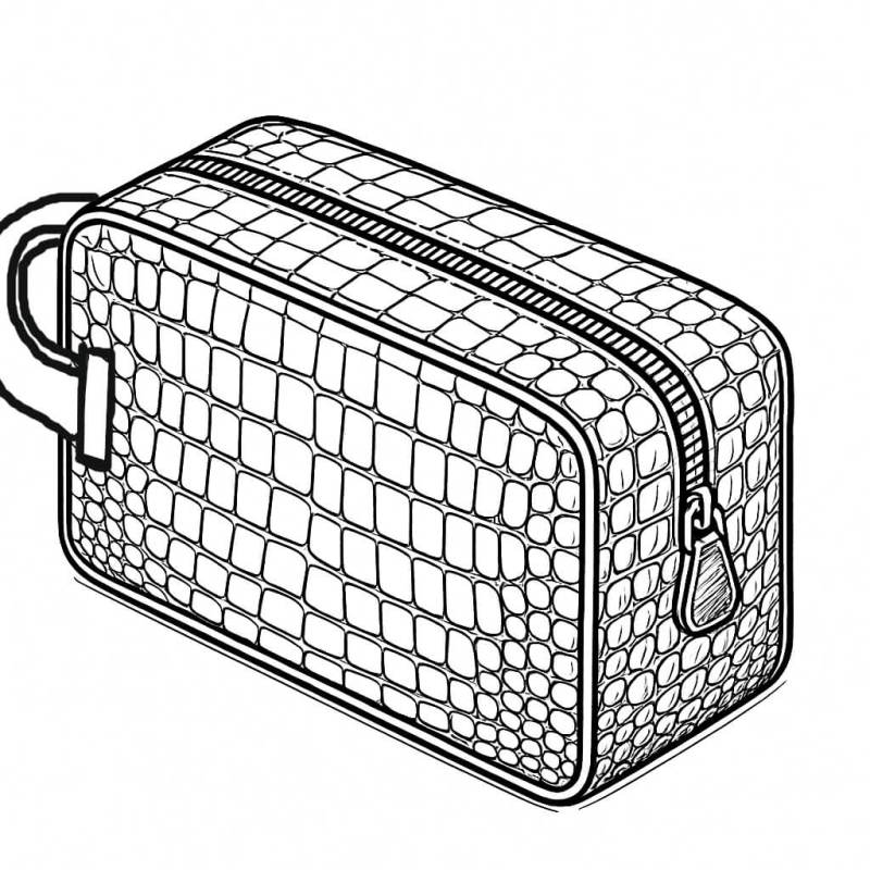 昭和時代によくみかけた典型的なワニ革のセカンドバッグのイメージイラスト